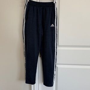 Adidas Boys large 14/16 Navy Joggers with stripe. Elastic waist